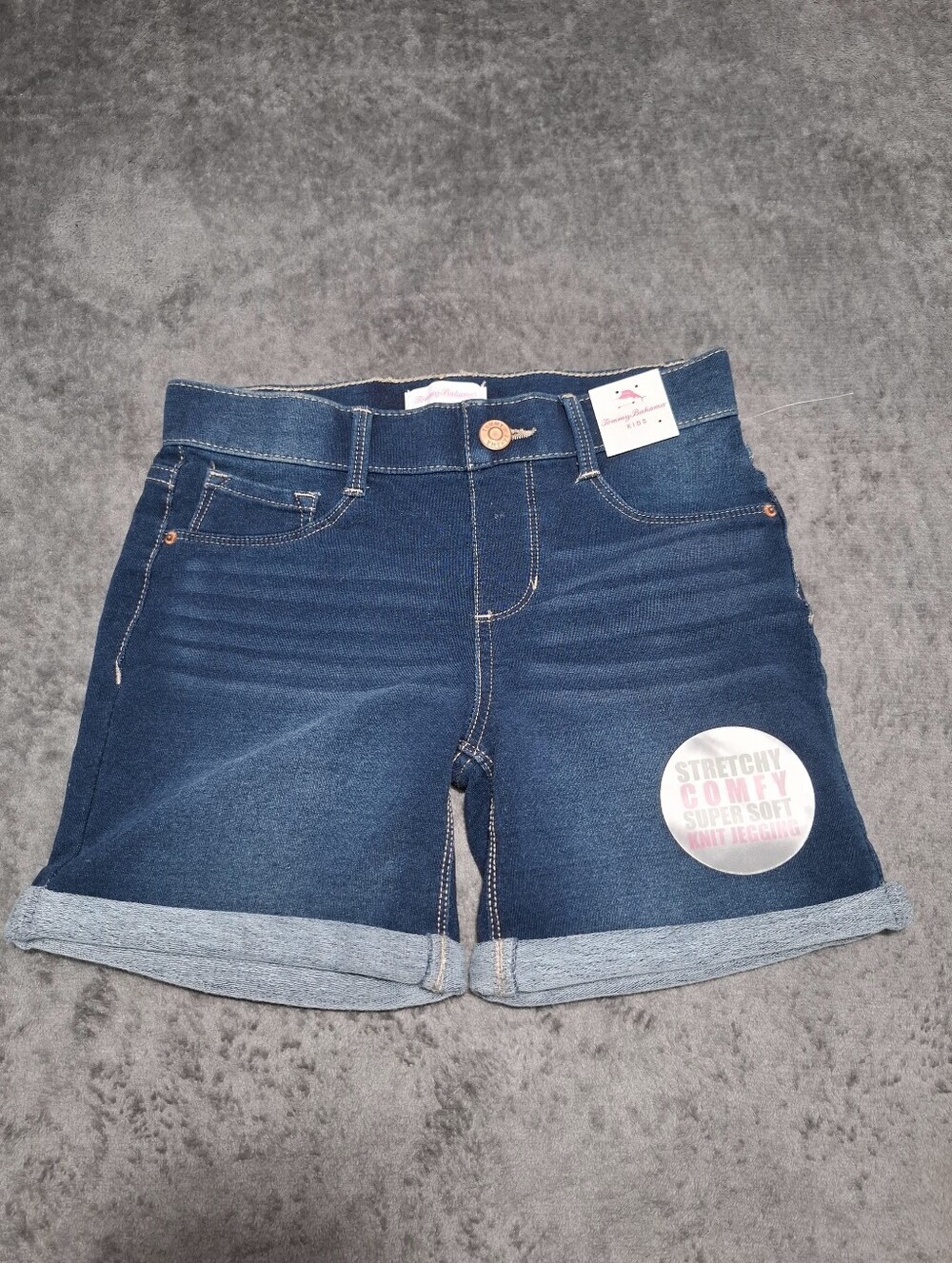 Tommy Bahama Kids Girls Jegging Shorts  Size 12 Blue Stretch Soft Pull-On Comfy